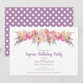 Rosa und Lila Aquarellfarben Einladung