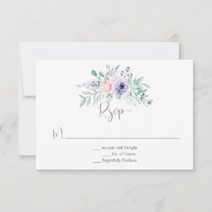 Rosa und Lila Aquarellfarben Rose RSVP Karte