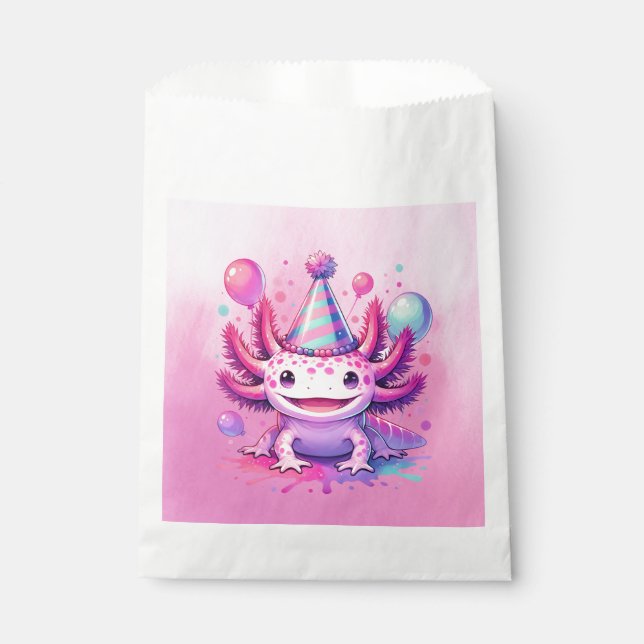 Rosa und Lila Axolotl Girl's Birthday Party Geschenktütchen (Vorderseite)