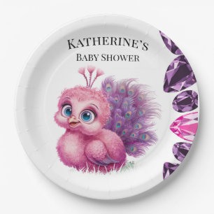 Rosa und Lila Baby Peacock Baby Dusche Pappteller