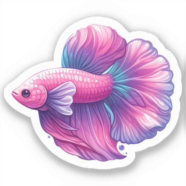 Rosa und Lila Bettfische Aufkleber (Vorderseite)