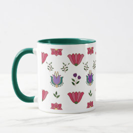Rosa und Lila Blume der Folklorekunst Tasse