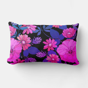 Rosa und Lila Blume Druckkissen Lendenkissen
