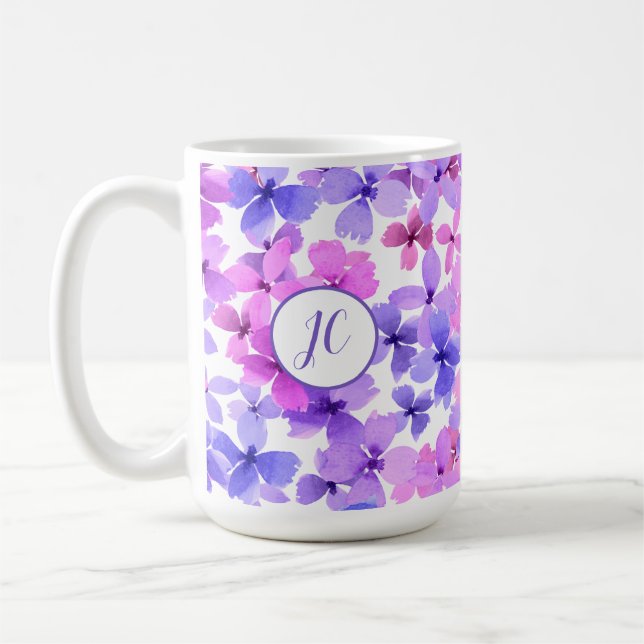 Rosa und Lila Blume Kaffeetasse (Links)