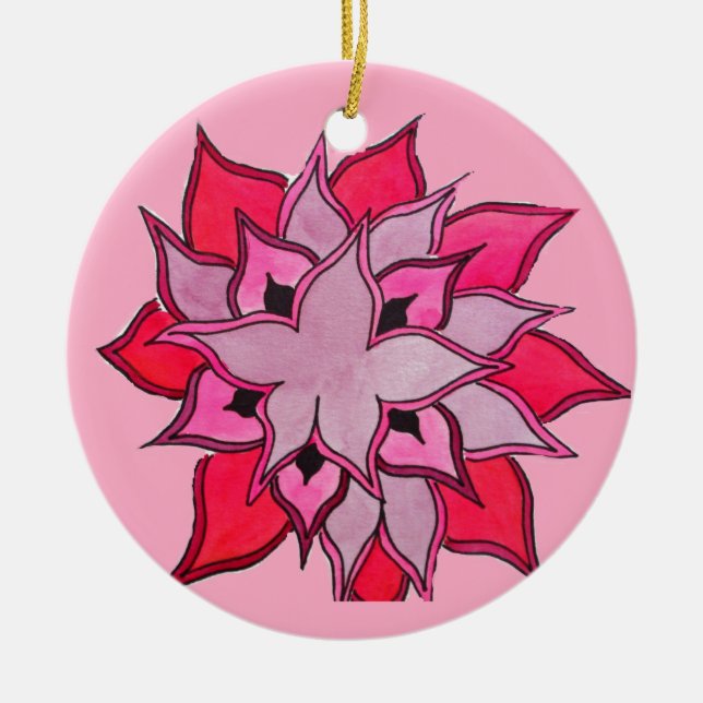 Rosa und lila Blume Keramik Ornament (Vorne)