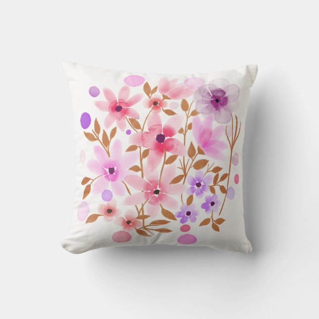 Rosa und Lila Blume Kissen (Vorderseite)