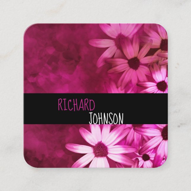 rosa und lila Blume Kunst kühne moderne Gewohnheit Quadratische Visitenkarte (Vorderseite)