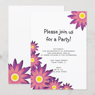 Rosa und Lila Blume Party Einladung
