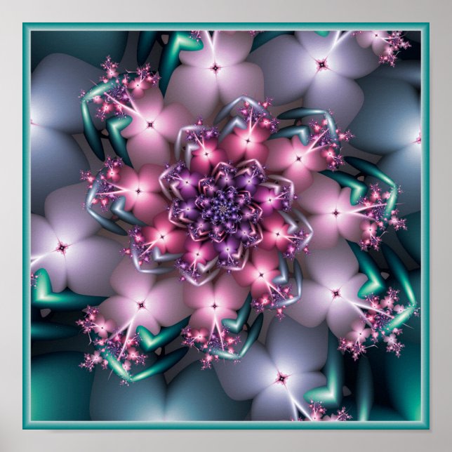 Rosa und Lila Blume Poster (Vorne)