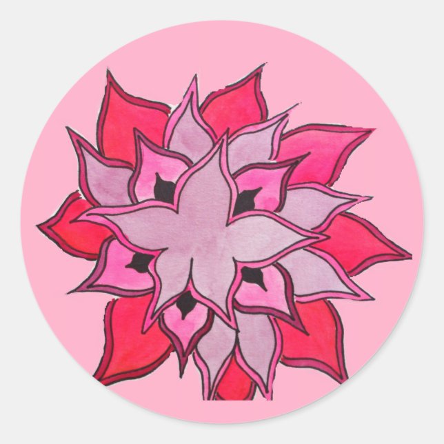Rosa und lila Blume Runder Aufkleber (Vorderseite)
