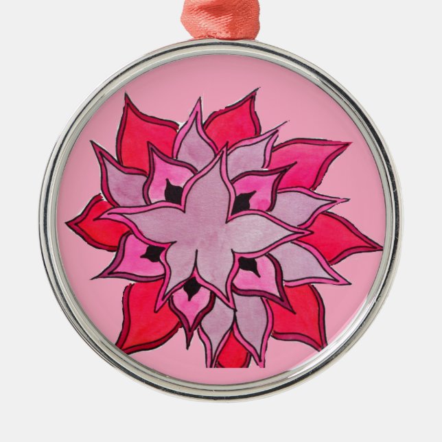 Rosa und lila Blume Silbernes Ornament (Vorne)