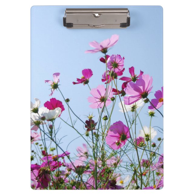 Rosa und Lila Blume Wiese Foto Klemmbrett (Vorderseite)