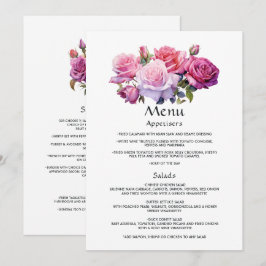 Rosa und Lila Blumengäste Details Menükarte