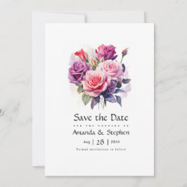 Rosa und Lila Blumenhochzeit Save The Date