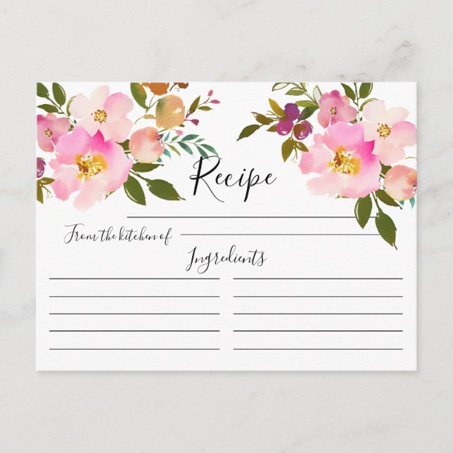 Rosa und Lila Blumenkarte Postkarte (Vorderseite)