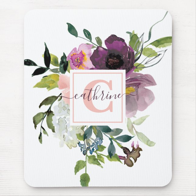 Rosa und lila blumenreich personalisiert mousepad (Vorne)