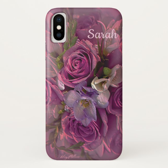 Rosa und Lila Blüten Case-Mate iPhone Hülle (Rückseite)