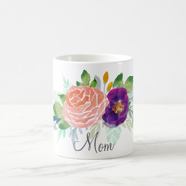 Rosa und Lila Blütenfarbe Kaffeetasse (Mittel)