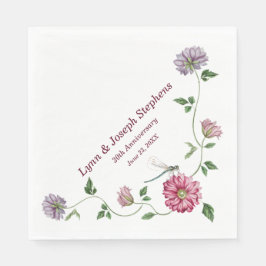 Rosa und Lila Blütenpflanze Serviette