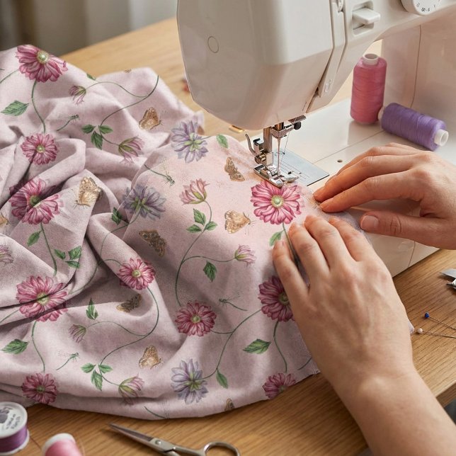 Rosa und Lila Blütenpflanze Stoff (Von Creator hochgeladen)