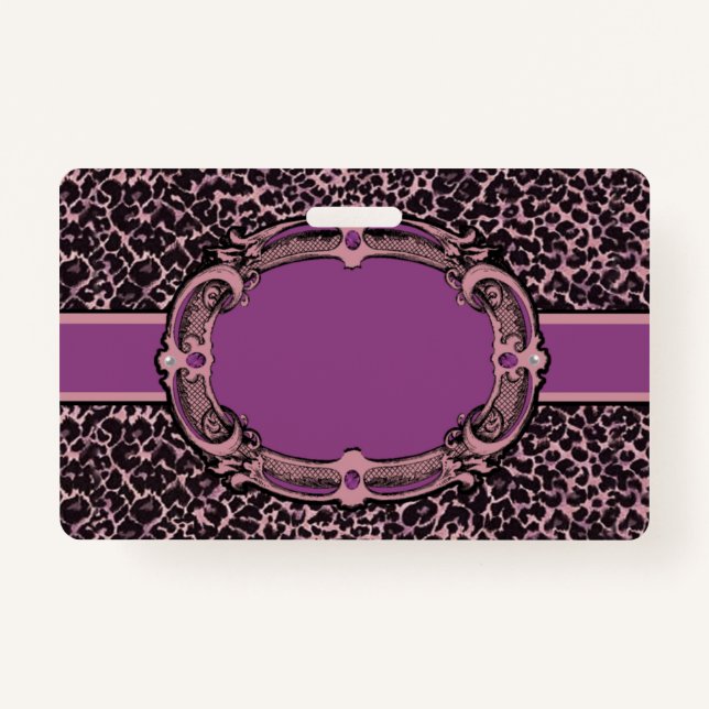 Rosa und Lila Cheetah Print Abzeichen Ausweis (Vorderseite)