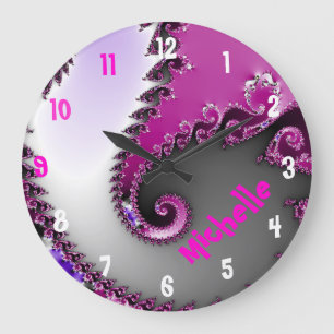Rosa und lila der Raum-Namen-Uhr des Mädchens Große Wanduhr