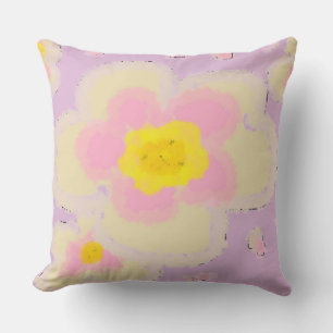Rosa und Lila digitale Blume Kissen