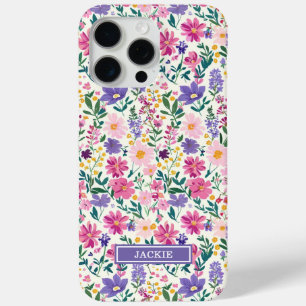Rosa und lila Ditsy-Blumen monogrammiert Case-Mate iPhone Hülle