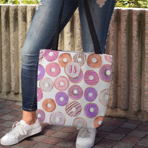 Rosa und Lila Donut-Individuelle Name-Bäcker Tasche