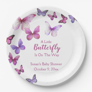Rosa und lila - Ein kleiner Schmetterling-Baby-Sho Pappteller