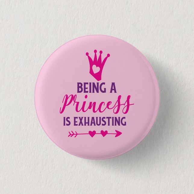 Rosa und Lila, eine Prinzessin zu sein, erschöpft Button (Vorderseite)