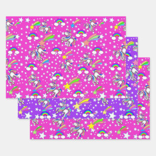 Rosa und lila Einhorn-Geschenkpapier-Set Geschenkpapier Set