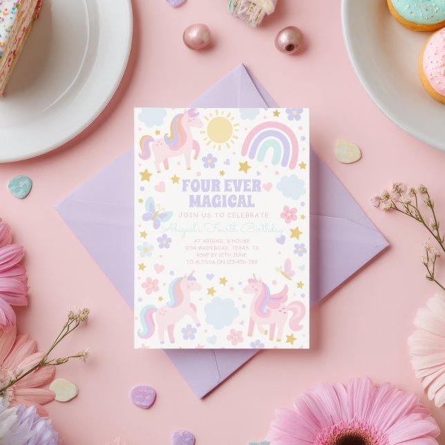 Rosa und Lila Einhorn-Regenbogen-Party laden ein Einladung (Von Creator hochgeladen)