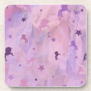 Rosa und lila Einhorn- und Sterndesign - Mädchen s Getränkeuntersetzer