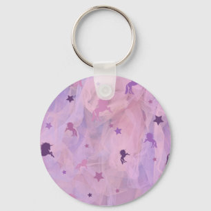 Rosa und lila Einhorn- und Sterndesign - Mädchen s Schlüsselanhänger