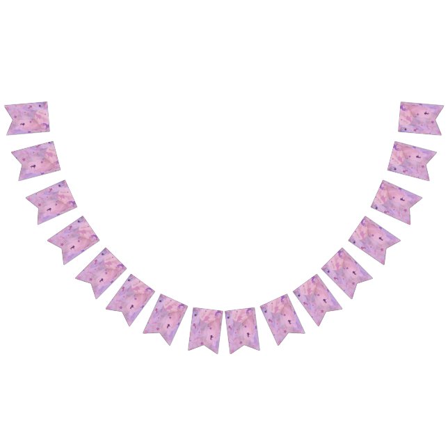 Rosa und lila Einhorn- und Sterndesign - Mädchen s Wimpelkette (Alle)