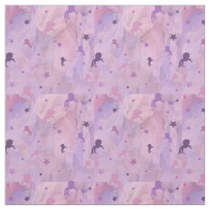rosa und lila Einhorn- und Sterndesign- Stoff