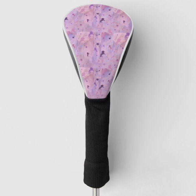 rosa und lila Einhorn- und Sternenmuster Golf Headcover (Vorderseite)