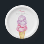 Rosa und Lila Eiscreme Kinderdusche Pappteller<br><div class="desc">Niedliches und lustiges Eis Thema Babydusche Papiertüte mit Aquarellbildern von rosa und lila Eisschleifen auf einem Waffelkegel. Das Zimmer war sehr sauber und das Bad sehr sauber.</div>