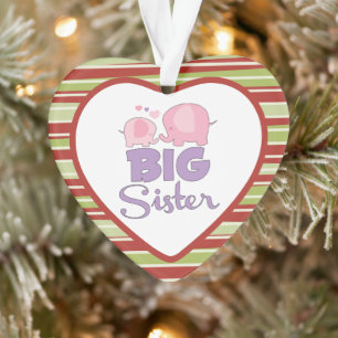 Rosa und lila Elefantenschwester Weihnachten Ornament