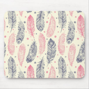 rosa und Lila Ethnic Fether-Muster Mousepad