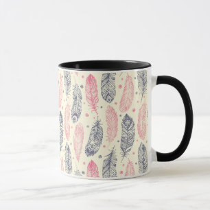 rosa und Lila Ethnic Fether-Muster Tasse