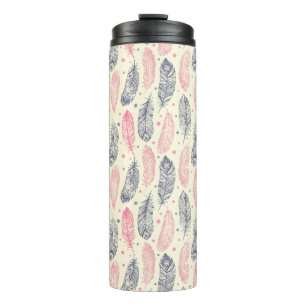 Rosa und lila ethnisches Feder Muster Thermosbecher