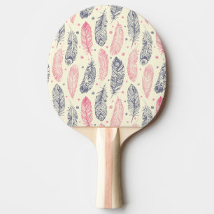 Rosa und lila ethnisches Feder-Muster Tischtennis Schläger