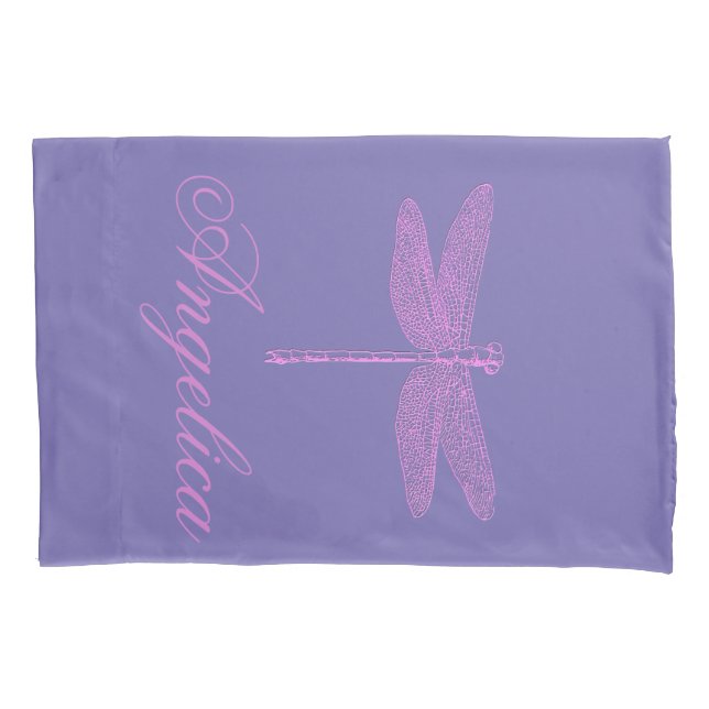 Rosa und Lila Fantasy Dragonfly personalisieren Kissenbezug (Vorderseite-Links)