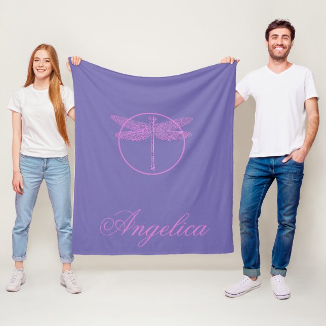 Rosa und Lila Fantasy-Libelle Fleecedecke (Beispiel)