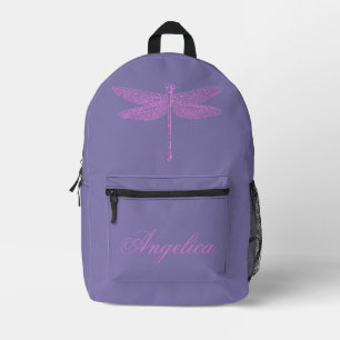 Rosa und lila Fantasy Libelle personalisieren Bedruckter Rucksack