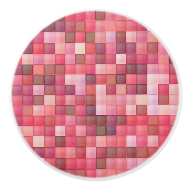 Rosa und Lila Fliesenmosaik Keramikknauf (Vorderseite)
