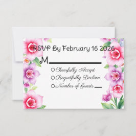 Rosa und Lila florale Ansprechkarte RSVP Karte