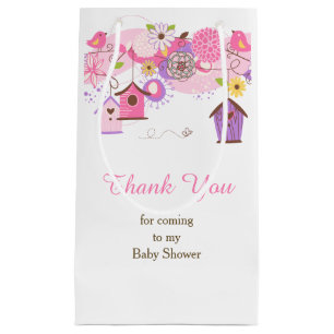 Rosa und lila florale Vogelkäfige Baby Danke Kleine Geschenktüte
